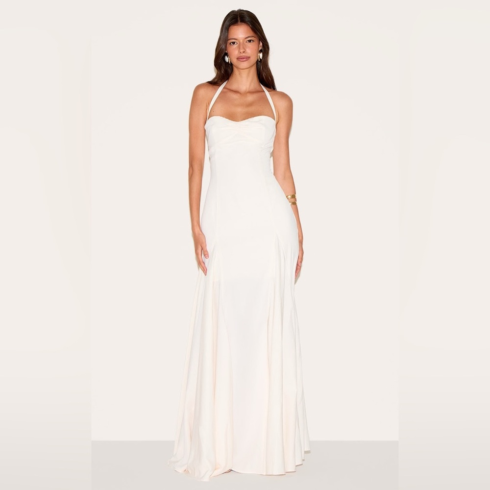 Cream Halter Maxi Dress